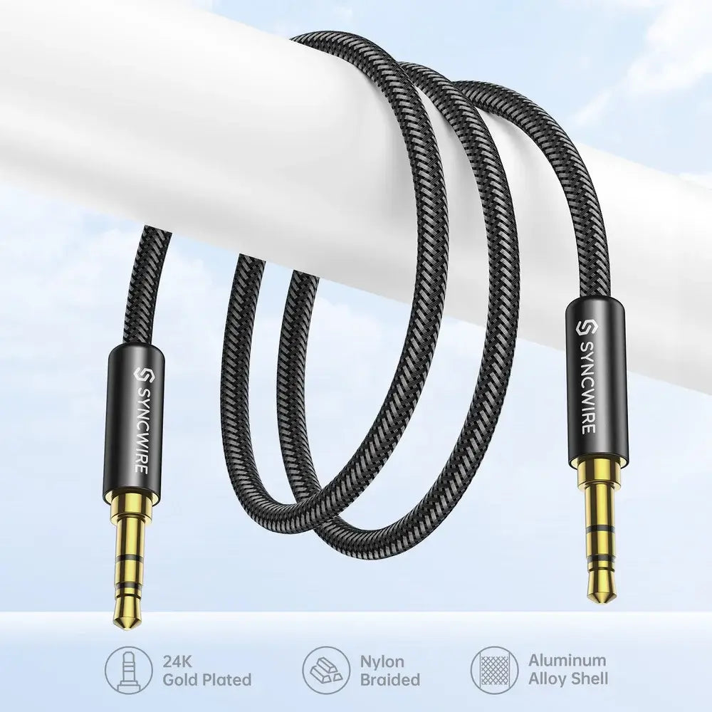 Câble tressé audio auxiliaire en nylon de 3,5 mm