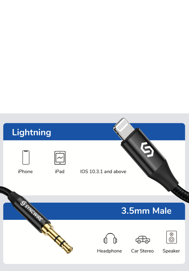 Sans Marque Câble Auxiliaire pour iphone - Lightning mâle vers